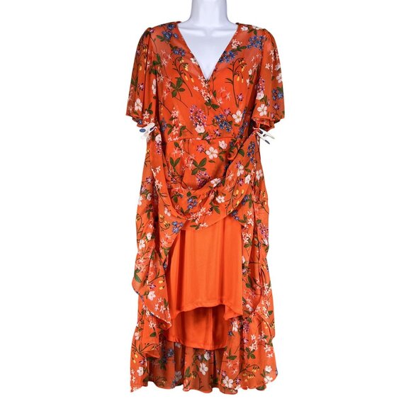 Calvin Klein NWT Womens 6 Floral Chiffon Ruffle Midi Dress Fairycore Bloomcore - Picture 3 of 16